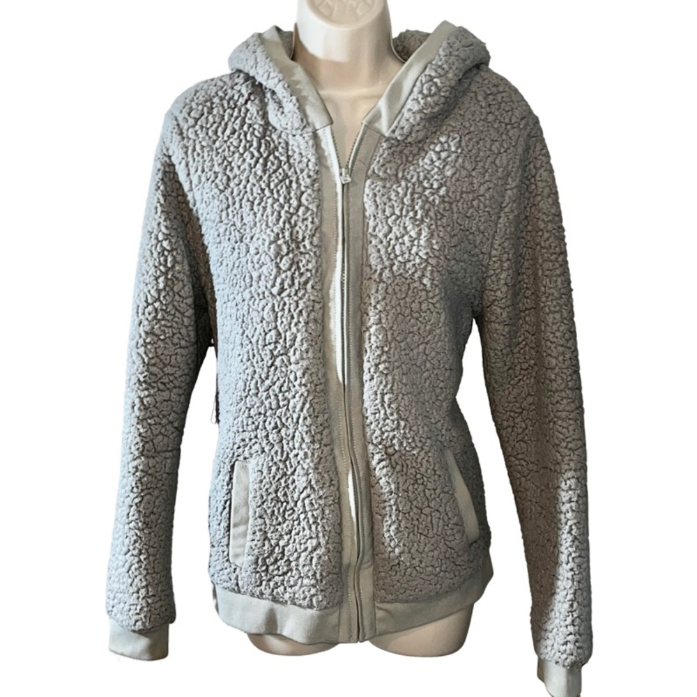 Ladies large Aeropostale gray Sherpa zip up hoodie with adorable bear ears warm